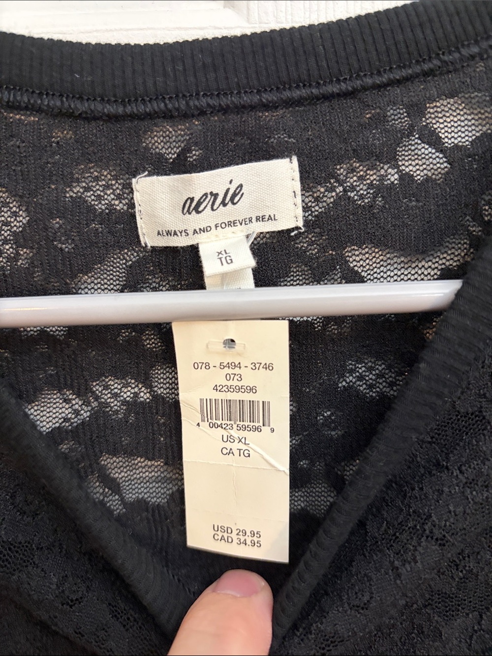 aerie Black Lace Short Sleeve Tee - Picture 3 of 4